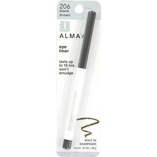 Almay Eyeliner Pencil - Smudge-Proof, Hypoallergenic, Full Coverage - Black Brown, 0.01oz (3-Pack)