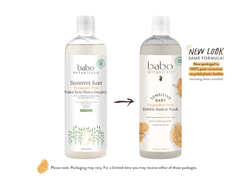 Babo Botanicals Baby Body Wash - Nourishing, Fragrance-Free, EWG Verified - 2-in-1 16oz