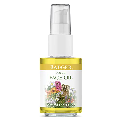 Badger Argan Face Oil - Moisturizes & Restores, Certified Organic Ingredients - 1 oz Glass Bottle