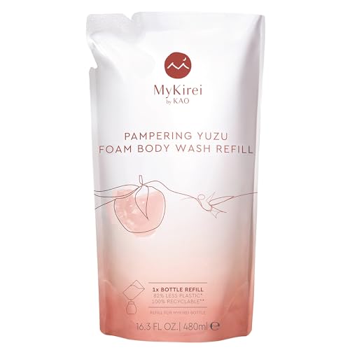 MyKirei By Kao Yuzu Foam Body Wash - Gentle Cleansing with Vitamin C, Citrus Scent - 16.3oz