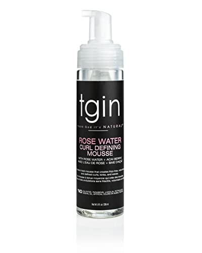 tgin Rose Water Mousse - Defines Curls, Reduces Frizz, Lightweight Hydration - 8oz