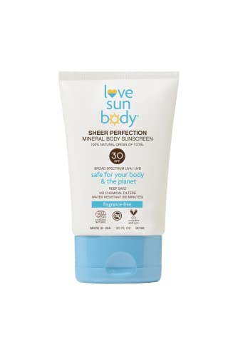 Love Sun Body Mineral Sunscreen SPF 30 - Zinc Oxide, EWG Verified, 100% Natural - 3 fl oz