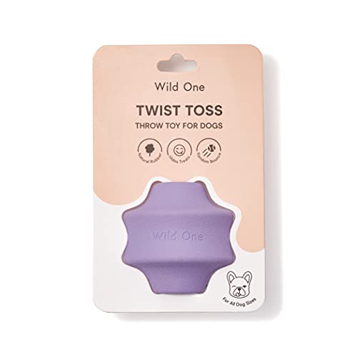 Wild One Twist Toss Dog Toy - Durable Natural Rubber, Treat Dispensing, Lilac - Fun for Chewing