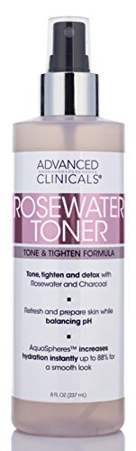Advanced Clinicals Face Mist - Hydrating Collagen & Rosewater, Detoxifying Charcoal - 8 Fl Oz