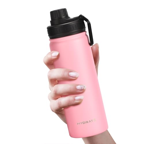 Hydrate Insulated Stainless Steel Water Bottle - 24hr Cold, BPA-Free, 17oz, Pink