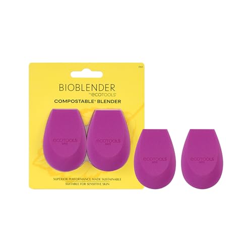 EcoTools Bioblender Makeup Sponge Duo - Compostable & Vegan, Seamless Application - 2 Count