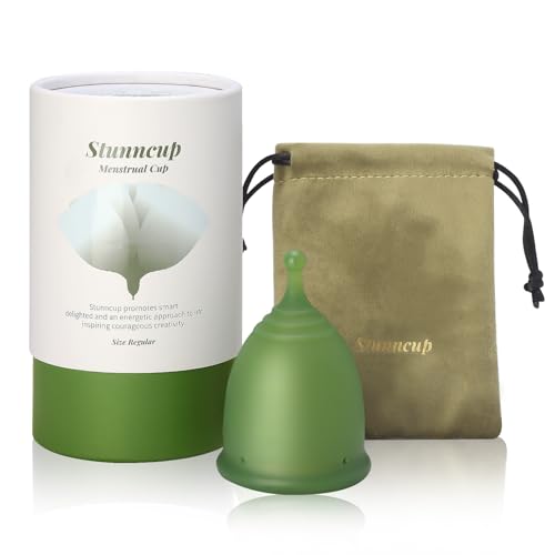 Stunncup Menstrual Cup - Leak-Proof, Medical-Grade Silicone, Comfortable Fit - Green, Regular