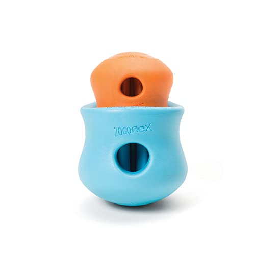 WEST PAW Zogoflex Toppl Dog Toy Bundle - Engaging Chew Toy, Holds Treats - 3" Tangerine, 4" Aqua