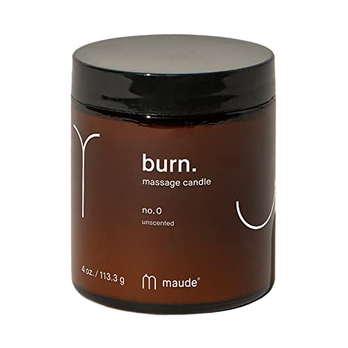 Maude Burn No. 0 Massage Oil Candle - Hydrating Jojoba & Soybean Oil, Fragrance-Free - 4oz