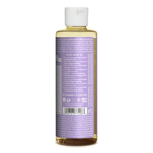 Dr. Bronner's Body Soap - Organic Oils, 18-in-1 Uses, Vegan, Non-GMO - Lavender, 8oz