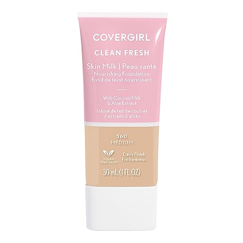 COVERGIRL Clean Fresh Skin Milk Foundation - Nourishing Glow, Vegan Formula, 1 Fl Oz