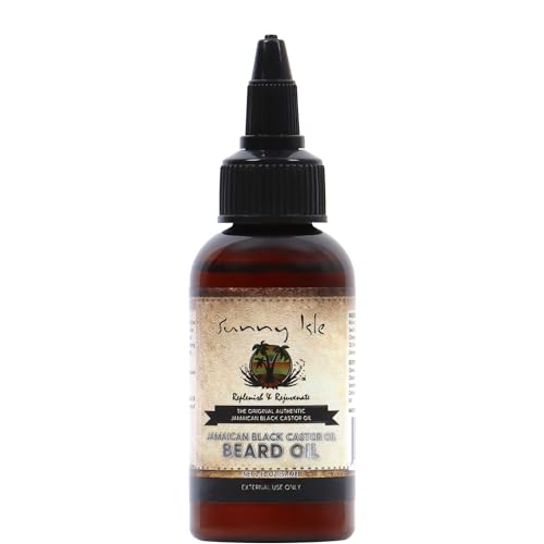 Sunny Isle Beard Oil - Nourishes & Strengthens Beards, Hydrates Skin - 2oz Jamaican Black Castor Oil