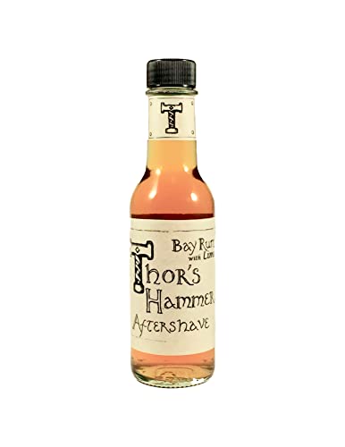 Thor's Hammer Bay Rum Aftershave - All Natural Lime Scent, Essential Oils - 5 oz