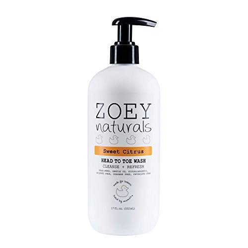 Zoey Naturals Kids Shampoo & Body Wash - Tear-Free, All Natural, Citrus Scent - 8oz