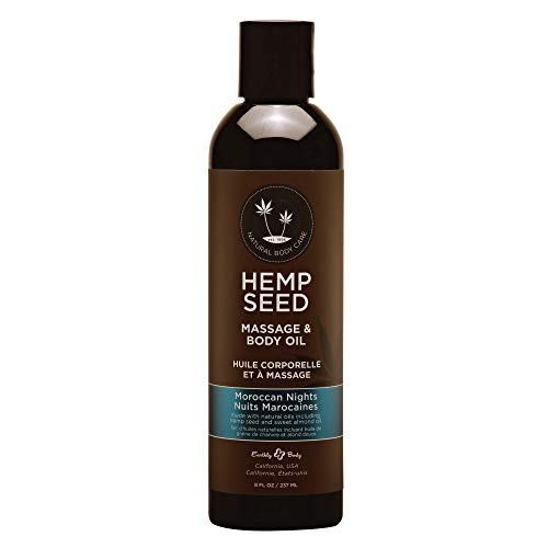 Hemp Seed Massage Oil - Nourishing, Moisturizing Blend, Moroccan Nights Scent - 8 fl. oz.