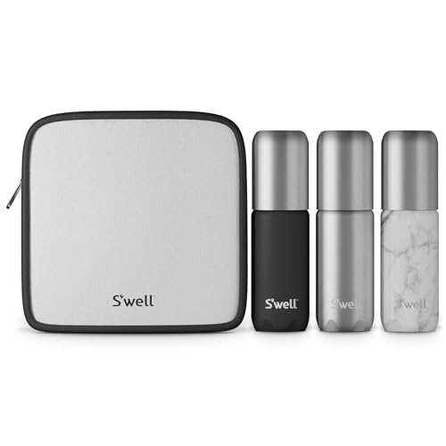 S'well Travel Bottle Set - Leakproof Refillable Aluminum for Toiletries, TSA Approved - 3.4oz Each