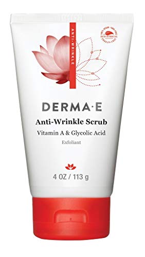 DERMA E Anti-Wrinkle Face Scrub - Exfoliates, Brightens with Vitamin A, 4 oz