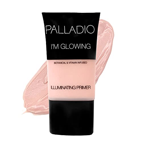 Palladio Face Primer - Illuminating Pearly Pink, Hydrating with Aloe & Antioxidants - 1.0oz