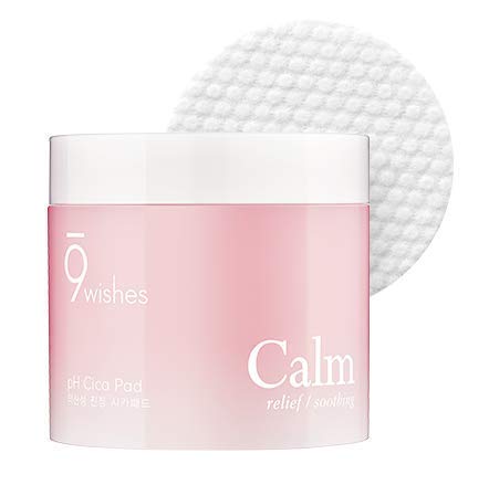 9wishes Calm pH CICA Toner Pads - Soothes Sensitive Skin, 88% Centella Extract - 70 Count, 14oz