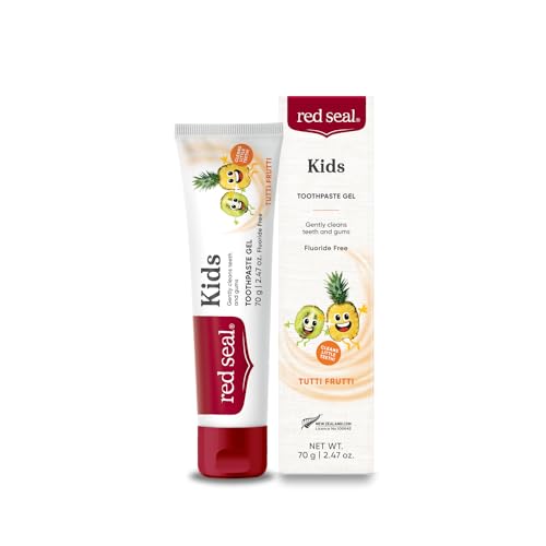 Red Seal Kids Toothpaste - Fluoride Free, Vegan, NATRUE Certified, Tutti Frutti Flavor - 2.47oz