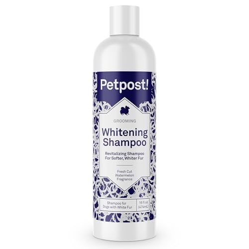 Petpost Dog Shampoo - Powerful Whitening, Soothing Coconut & Aloe, Watermelon Scent - 16oz