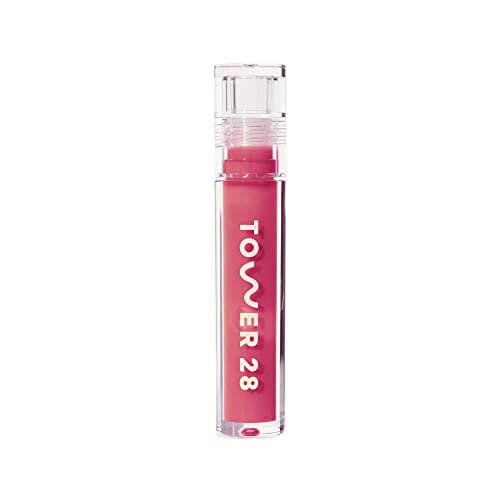 Tower 28 Lip Gloss - Non-Sticky Hydration, Nourishing Oils, Milky Rosy Pink - 0.18oz