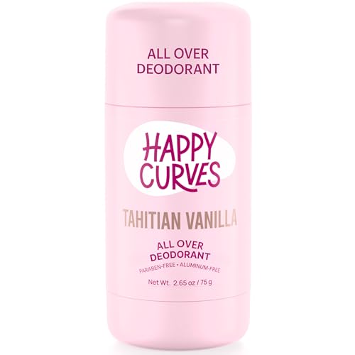 HAPPY CURVES Whole Body Deodorant - Long-Lasting Odor Control, Aluminum-Free, Tahitian Vanilla - 3oz