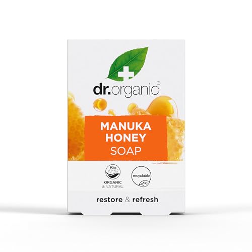 DR ORGANIC Manuka Honey Body Soap - Restores Dry Skin, Natural Ingredients, 100g