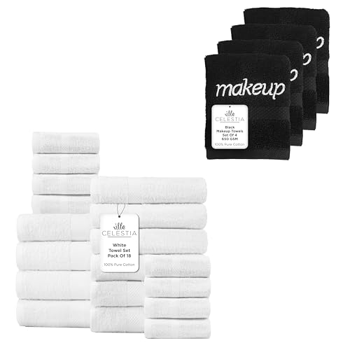 Pure Cotton Towel Bundle - Ultra Absorbent, Soft & Quick Dry, Luxury Set of 22 for Home & Spa