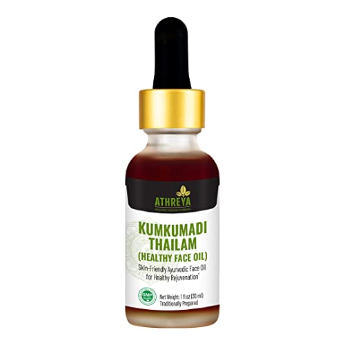 Athreya Herbs Kumkumadi Oil - Nourishes Skin, Hydrates & Prevents Acne - 1 Oz Vegan Formula