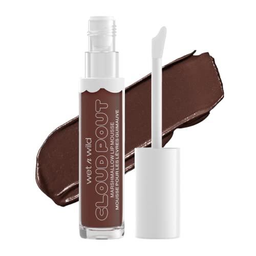 wet n wild Lip Cream Cloud Pout - High-Pigment, Hydrating with Argan Oil, Dark Brown - 0.10oz