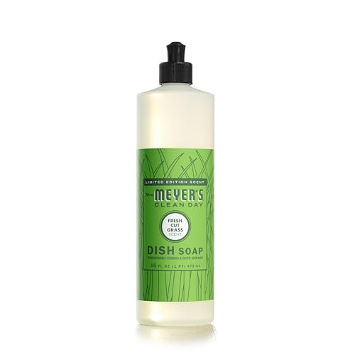 Mrs. Meyer's Liquid Dish Soap - Cuts Grease, Plant-Derived, Cruelty-Free - Fresh Cut Grass, 16oz