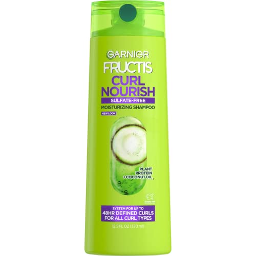 Garnier Fructis Curl Nourish Shampoo - Frizz Control, Plant Protein & Coconut Oil - 12.5 Fl Oz