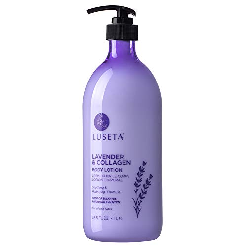 Luseta Lavender Body Lotion - Deep Moisture, Collagen Infused, Gluten & Paraben Free - 33.8oz