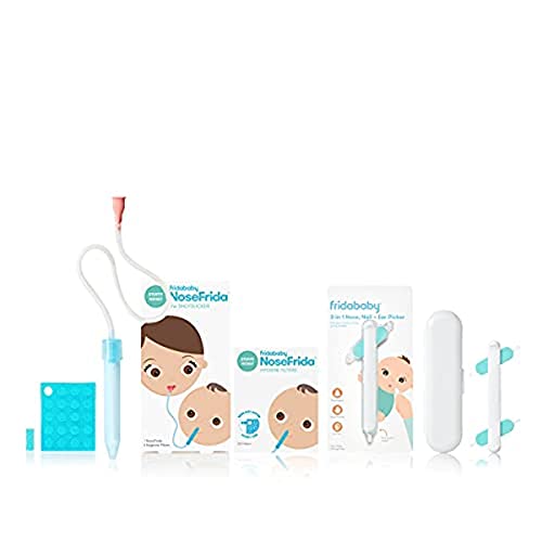 FridaBaby NoseFrida Bundle - Gentle Snot Sucker, 3-in-1 Picker, Hygiene Filters Included