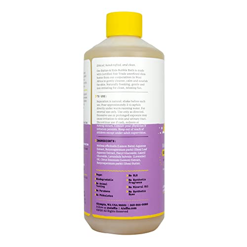 Alaffia Kids Bubble Bath - Gentle, Vegan Formula with Long-Lasting Bubbles, Lemon Lavender - 16oz