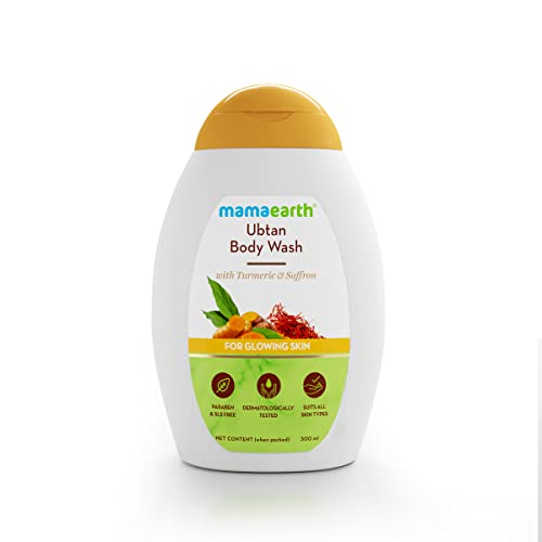 Mamaearth Ubtan Glow Body Wash - Deep Cleansing & Gentle Exfoliation with Turmeric, 10.14 Fl Oz