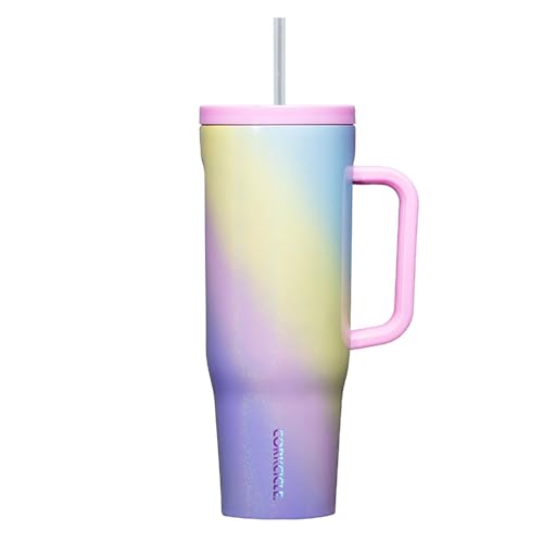 Corkcicle Cruiser Insulated Tumbler - Keeps Drinks Cold 20Hrs, Hot 9Hrs, 40oz Rainbow Unicorn