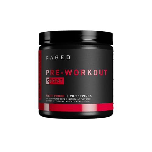 Kaged Pre-Kaged Sport Pre Workout Powder - Energy & Endurance Boost, Fruit Punch - 20 Servings