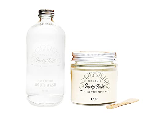 Organic MouthaWash - Whitening & Remineralizing, Vegan, Essential Oils - 16oz Glass Jar