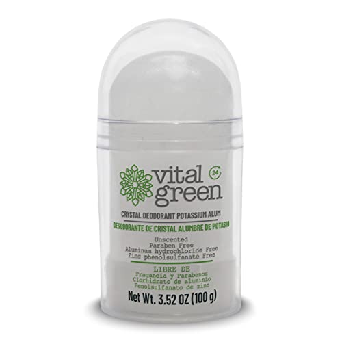 Vital Green Crystal Potassium Alum Deodorant - Unscented, Aluminum & Paraben Free - 3.53oz