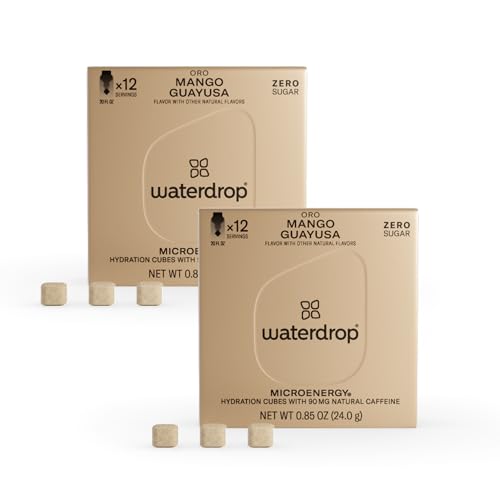 Waterdrop Energy Powder - Natural Caffeine & Vitamins, Sugar-Free Mango Guava - 24 Cubes