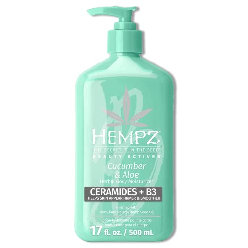 Hempz Body Lotion - Nourishing Cucumber & Aloe, Ceramides & B3, Vegan - 17 Fl Oz