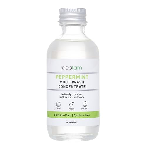 Ecofam Xylitol Mouthwash Concentrate - Fresh Breath, Non-Toxic Ingredients, 2 oz Glass Bottle