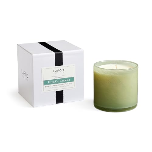 LAFCO New York Candle - Fresh Cut Gardenia, Non-Toxic Soy Wax, Reusable Vessel - 15.5 oz