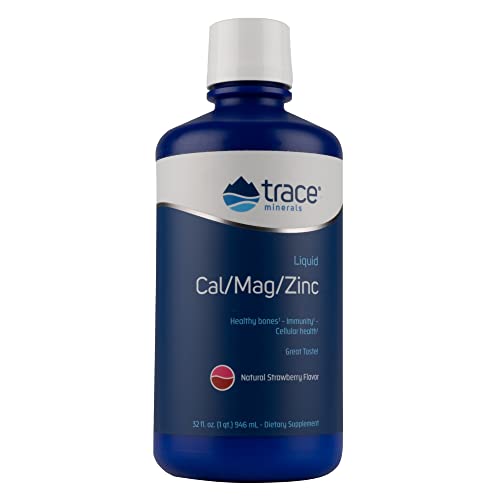 Trace Minerals Liquid Cal/Mag/Zinc Supplement - Supports Bone Density, Gluten Free - 32 fl oz