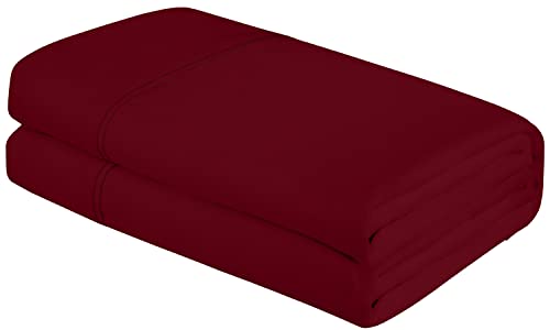 Royale Linens Full Size Flat Sheet - Ultra Soft, Breathable, OEKO-TEX Certified - 81x96in, Burgundy