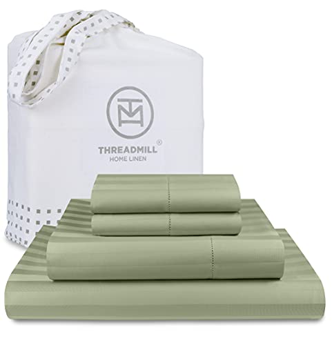 Threadmill 500TC Queen Bed Sheet Set - Soft Cotton, Deep Pocket, OEKO-TEX Certified - Sage Green