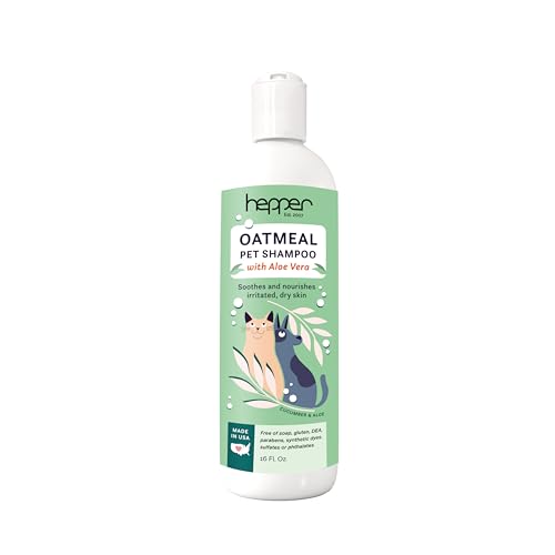 Hepper Oatmeal Pet Shampoo - Soothes Dry, Itchy Skin, Plant-Based Formula - Cucumber & Aloe