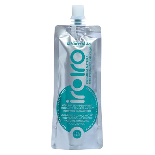 IROIRO Premium Hair Dye - Vibrant Color, Nourishing Coconut Oil, Eco-Pouch 4oz Forest Green